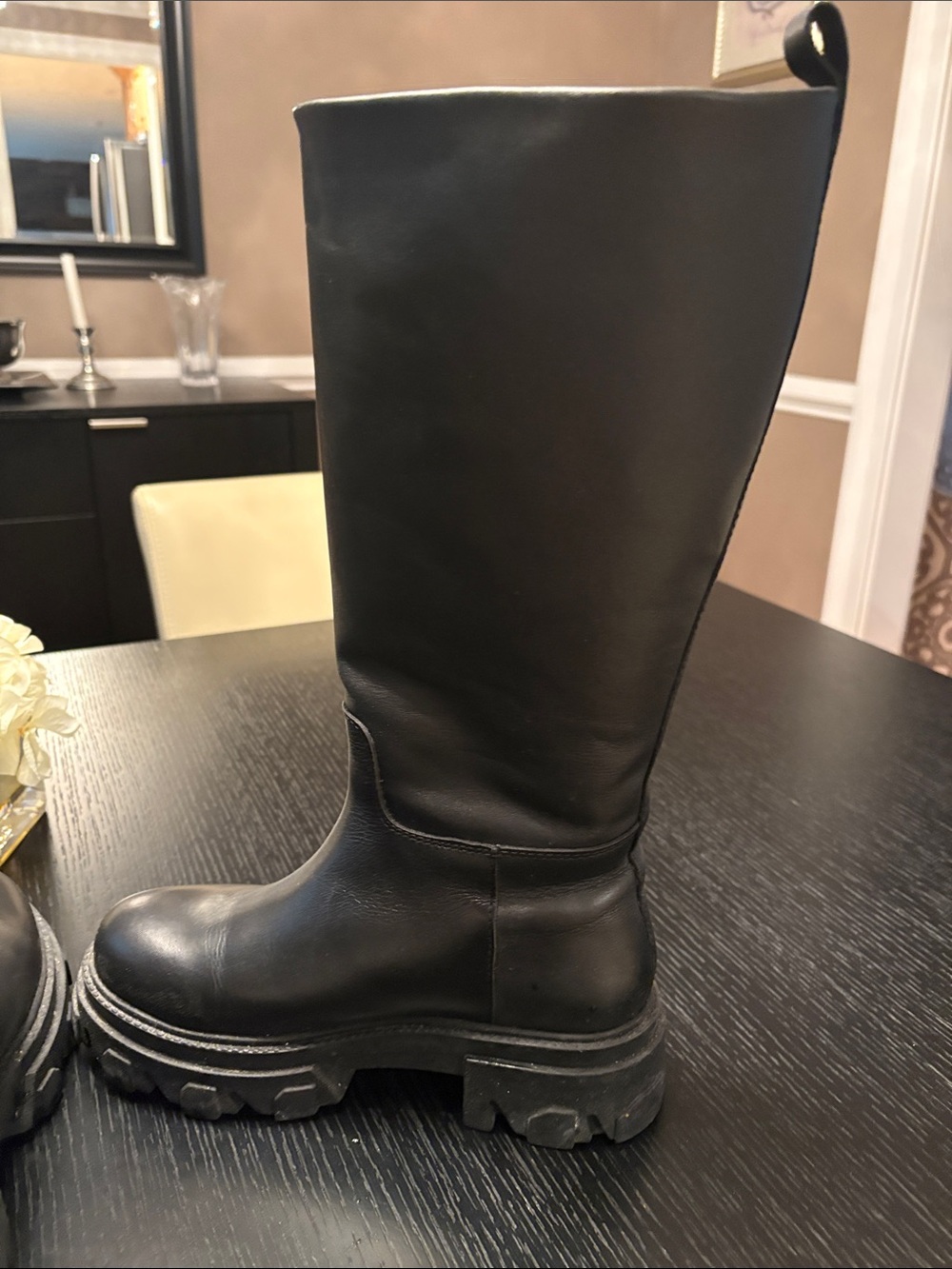 Steve Madden Black Over-the-Knee Chunky Lug Boots - Picture 3 of 9